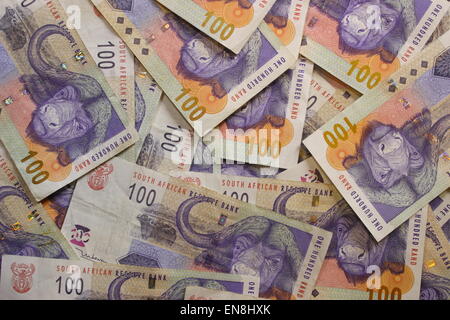 Une centaine de billets de rand, deuxième plus grand projet d'Afrique du Sud. Banque D'Images