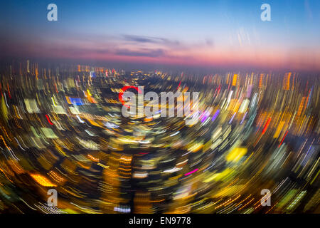 La vue de Londres au crépuscule du Shard à l'ouest vers le London Eye Banque D'Images