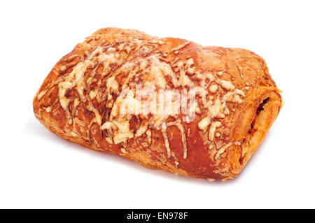 Croissant jambon et fromage sur un fond blanc Banque D'Images