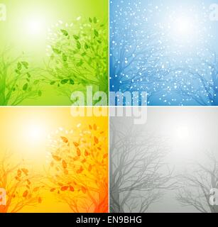 Un arbre en quatre différentes saisons Illustration de Vecteur