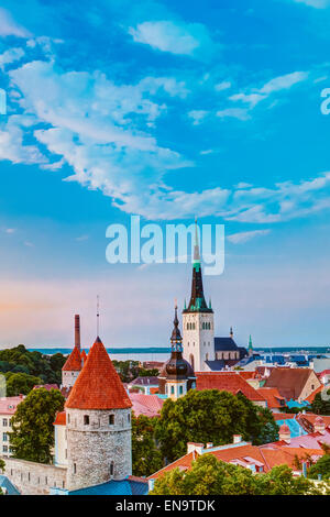 Vue panoramique de la Vieille Ville Paysage Tallinn en Estonie Banque D'Images