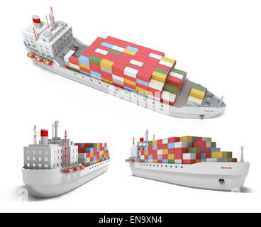 Avec les conteneurs cargo isolé sur blanc. Ma propre conception Banque D'Images