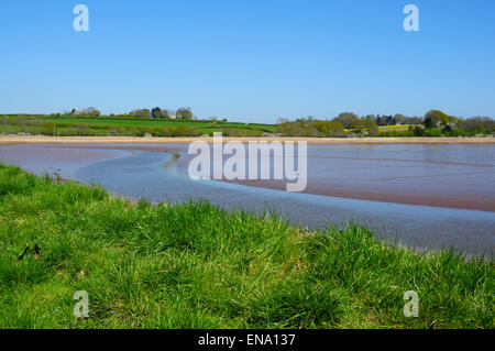 Marée basse sur la rive de l'estuaire de Exe, Bowling Green Marsh, Topsham, Devon, England, UK Banque D'Images