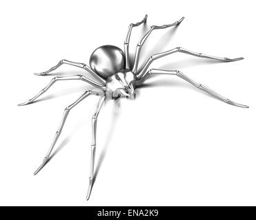 Spider - argent métallisé. Veuve noire. Isolated on white Banque D'Images