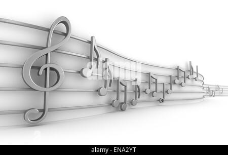 Série de 9 notes de musique isolated on white Banque D'Images