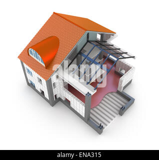 Plan d'architecture house isolated on white Banque D'Images