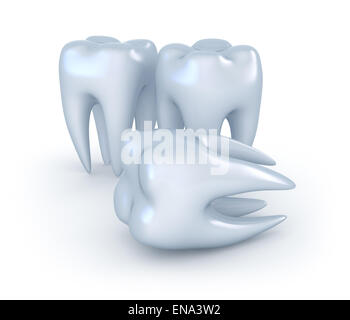 Dents sur fond blanc. Image 3D. Banque D'Images