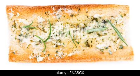 Beurre aux herbes maison Baguette isolé sur fond blanc Banque D'Images