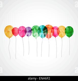 Carte d'anniversaire avec des ballons colorés transparents simplement Illustration de Vecteur