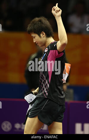 Suzhou International Expo Center, Suzhou, Chine. Apr 30, 2015. Jun Mizutani (JPN), 30 avril 2015 - Tennis de Table : Championnats du Monde de Tennis de Table 2015 masculin 3ème tour match à Suzhou International Expo Center, Suzhou, Chine. © Ito Shingo/AFLO SPORT/Alamy Live News Banque D'Images