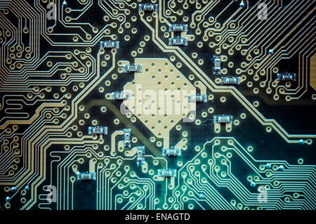 Carte mère, processeur, ordinateur et électronique contexte moderne Banque D'Images