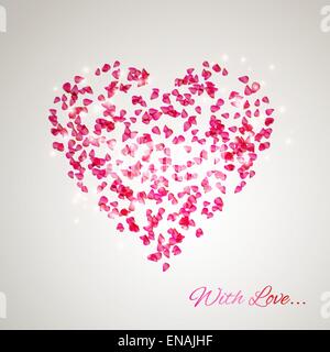 Coeur d'illustration vectorielle du doux pétales de rose Illustration de Vecteur