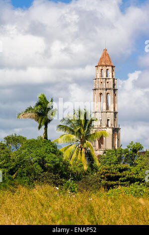 Manaca Iznaga tower, Valle de los Ingenios, vallée de la raffineries de sucre, Trinidad, la province de Sancti Spiritus, Cuba Banque D'Images