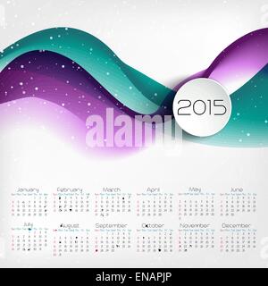 Couleur 2015 Calendrier. Vector illustration. EPS 10 Illustration de Vecteur