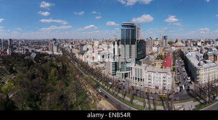 Vue aérienne de Kiev, Shevchenko Blvd, l'hôtel Hilton, Ukraine Banque D'Images