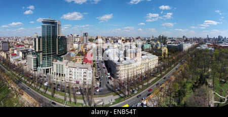 Vue aérienne de Kiev, Shevchenko Blvd, l'hôtel Hilton, Ukraine Banque D'Images