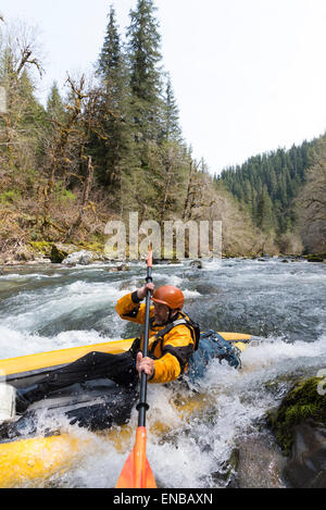 Au milieu de la fourche de la rivière Santiam, Oregon. Banque D'Images