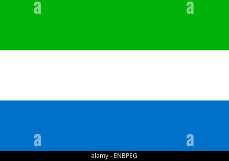 Drapeau national de la République de Sierra Leone. Banque D'Images