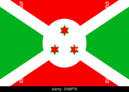 Drapeau national de la République du Burundi. Banque D'Images