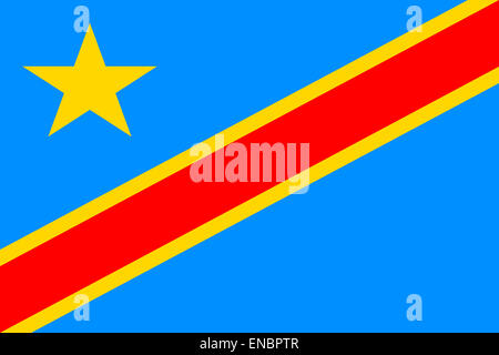 Drapeau national de la République démocratique du Congo. Banque D'Images