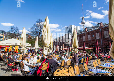 D'Hackescher Markt, Berin-centre, cafés, restaurants, biergarten, Berlin, Allemagne, Banque D'Images