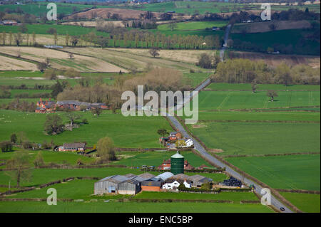 Vue sur les terres agricoles à partir de la ville de Montgomery Powys Mid-Wales UK Banque D'Images