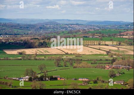 Vue sur les terres agricoles à partir de la ville de Montgomery Powys Mid-Wales UK Banque D'Images