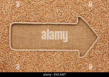 Fait à partir de pointeur avec corde de blé céréales se coucher sur le sac, avec l'espace pour votre texte Banque D'Images