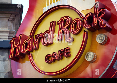 'Downtown Atlanta en Georga USA Hard rock café à l'extérieur du district de Peachtree Banque D'Images
