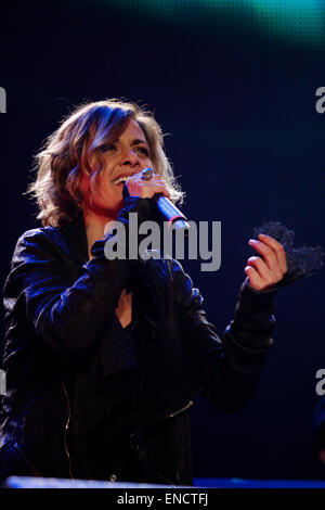 Irene Grandi joué en direct à l'assemblée annuelle 1 mai, tenue du Concert les trois principaux syndicats italiens : CGIL, CISL et UIL à Piazza S. Giovanni à Rome. Son dernier album est intitulé "Un vento senza nome". (Photo de Elena Aquila/Pacific Press) Banque D'Images