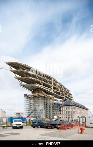 Belgique, Anvers, Nieuw havenhuis conçu par Zaha Hadid en construction Banque D'Images