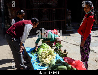 Lalitpur, Prabhat Kumar Verma/Pacific Press. 06Th Mai, 2015. Les gens d'acheter des légumes. Lalitpur, est l'une des ville qui a été touchée par le séisme, il y avait un dommage considérable mais la plupart des bâtiments étaient encore intacts. Le Népal 2015 tremblement de terre qui a tué plus de 7 000 personnes et blessé plus de deux fois plus nombreux, le 25 avril, avec un moment de grandeur 7.8. © Prabhat Kumar Verma/Pacific Press/Alamy Live News Banque D'Images