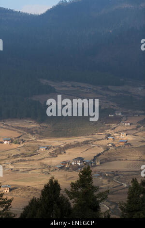 Terres agricoles de la vallée de Phobjikha, Bhoutan, Asie de l'Ouest Banque D'Images