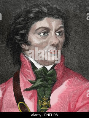 Tadeusz Kosciuszko (1746-1817). Ingénieur militaire polonais et chef militaire. Héros National en Pologne. Portrait. La gravure. 19e siècle. De couleur. Banque D'Images