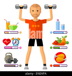 Fitness, gym logo vector modèle. le sport, l'athlétisme ou l'icône de mode de vie sain. Banque D'Images