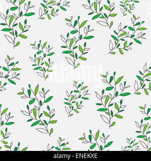 Beau élégant motif floral lumineux seamless. Résumé de l'Élégance de texture d'illustration vectorielle, feuilles et brindilles vert Banque D'Images