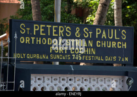Église orthodoxe syrienne St Peter's & St Paul à fort Cochin à Kochi, Kerala, Inde Banque D'Images