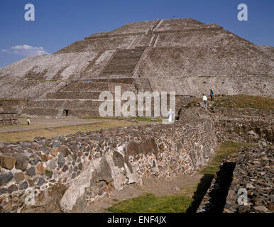 Teotihuacan, au Mexique. Pyramide du soleil. Ville préhispanique de Teotihuacan est un UNESCO World Heritage Site. Banque D'Images