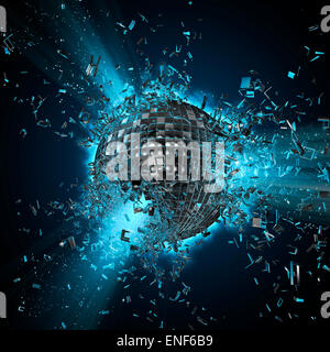 3D render of exploding disco ball Banque D'Images