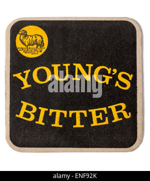 Ancien vintage britannique Publicité Beermat Youngs Brewery et amer Bière Banque D'Images