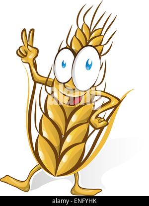 Caricature de blé isolé sur fond blanc Illustration de Vecteur