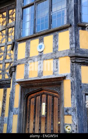 Détail de l'architecture et porte de château Gates House, Shrewsbury, Shropshire, Angleterre, Royaume-Uni, Europe de l'Ouest. Banque D'Images