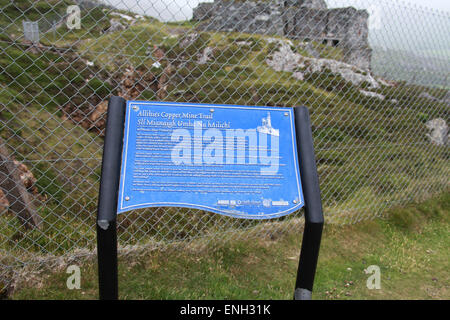 Allihies Copper Mine Information Board sur la péninsule de Beara en Irlande Banque D'Images