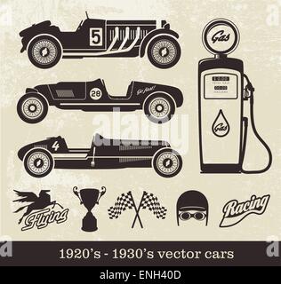 Les voitures de sport de style vintage Illustration de Vecteur