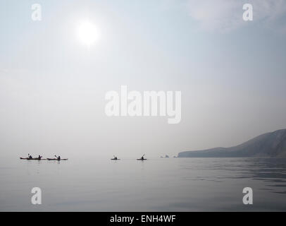 Kayak de mer, Worbarrow bay, Kimmeridge, Dorset, Angleterre Banque D'Images