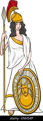 Cartoon Illustration de la déesse grecque Athéna mythologique Illustration de Vecteur