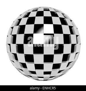 Le rendu 3D d'une sphère noir et blanc abstrait Banque D'Images