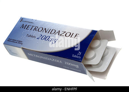 Boîte de 21 comprimés de métronidazole 200mg Banque D'Images