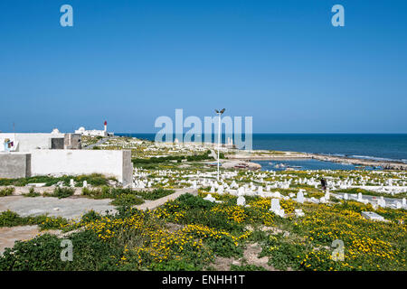 Cimetière à la station, Mahdia, Tunisie. Banque D'Images