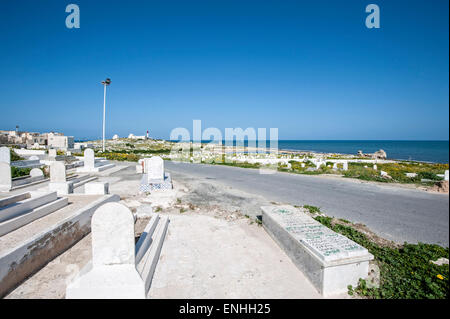 Cimetière à la station, Mahdia, Tunisie. Banque D'Images